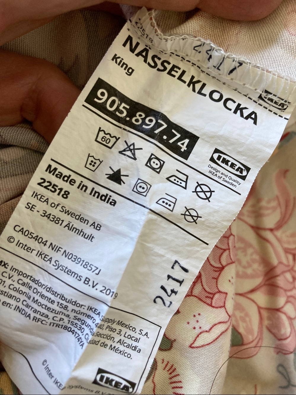 IKEA NÄSSELKLOCKA Jacobean floral pattern Sheet Set King Botanical - Picture 5 of 6